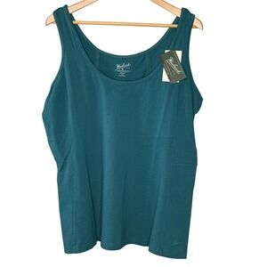 Woolrich Women's XXL‎ Tank Top Teal Cotton Stretch Sleeveless Scoop Neck Casual